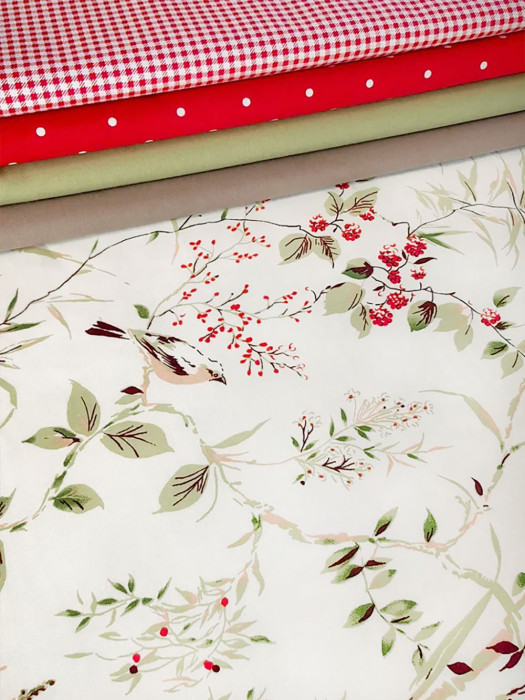 Поплин птички на лугу 030